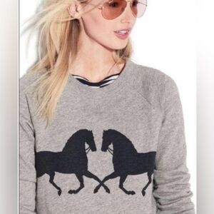 J. Crew Gray Sweatshirt with Black Horse Design